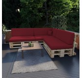 Pallet Backrest Cushion, 120x40x20/10 cm, Burgundy