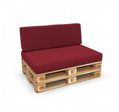 Set of 2 Pallet Cushions, 120x80 cm + 120x40 cm, Burgundy