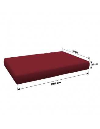 Set of 2 Pallet Cushions, 120x80 cm + 120x40 cm, Burgundy