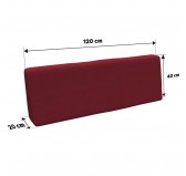 Set of 2 Pallet Cushions, 120x80 cm + 120x40 cm, Burgundy