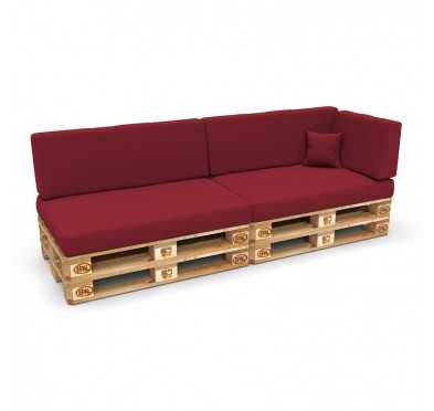 Set of 6 Pallet Cushions, 2x Seat + 2x Backrest + Side Cushion + Deco Cushion, Burgundy