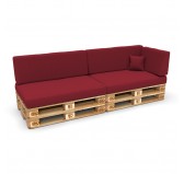Set of 6 Pallet Cushions, 2x Seat + 2x Backrest + Side Cushion + Deco Cushion, Burgundy