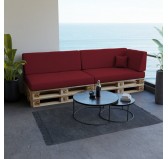 Set of 6 Pallet Cushions, 2x Seat + 2x Backrest + Side Cushion + Deco Cushion, Burgundy