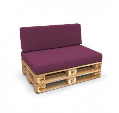 Set of 2 Pallet Cushions, 120x80 cm + 120x40 cm, Violet