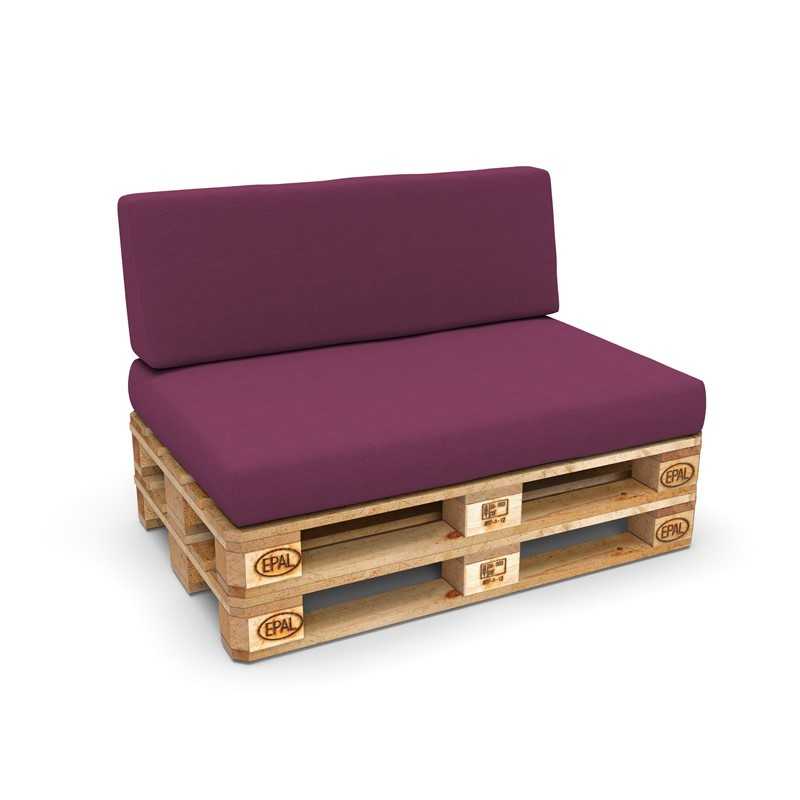Set of 2 Pallet Cushions, 120x80 cm + 120x40 cm, Violet