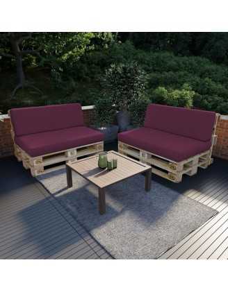 Set of 2 Pallet Cushions, 120x80 cm + 120x40 cm, Violet