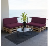 Set of 2 Pallet Cushions, 120x80 cm + 120x40 cm, Violet