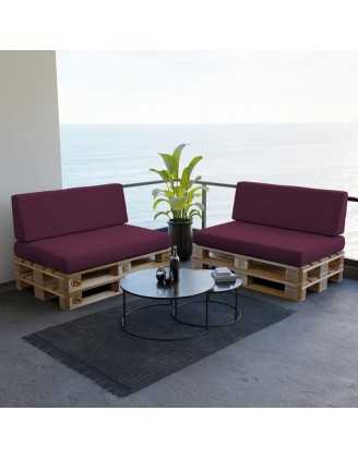 Set of 2 Pallet Cushions, 120x80 cm + 120x40 cm, Violet