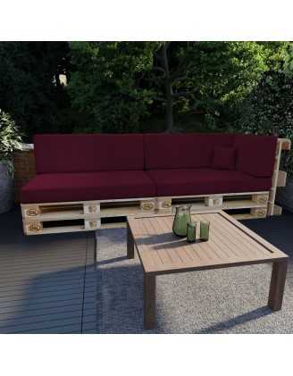 Set of 6 Pallet Cushions, 2x Seat + 2x Backrest + Side Cushion + Deco Cushion, Violet