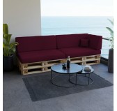 Set of 6 Pallet Cushions, 2x Seat + 2x Backrest + Side Cushion + Deco Cushion, Violet