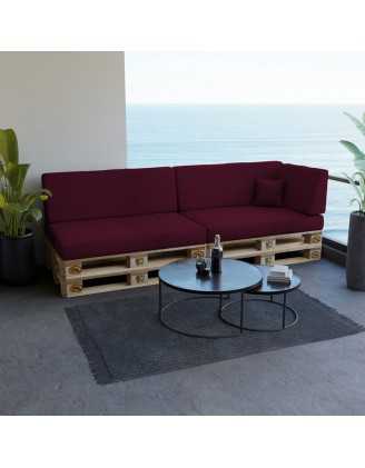 Set of 6 Pallet Cushions, 2x Seat + 2x Backrest + Side Cushion + Deco Cushion, Violet
