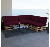 Set of 8 Pallet Cushions, 3x Seat + 3x Backrest + Side Cushion + Deco Cushion, Violet