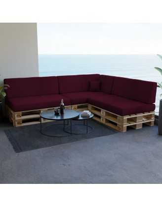 Set of 8 Pallet Cushions, 3x Seat + 3x Backrest + Side Cushion + Deco Cushion, Violet