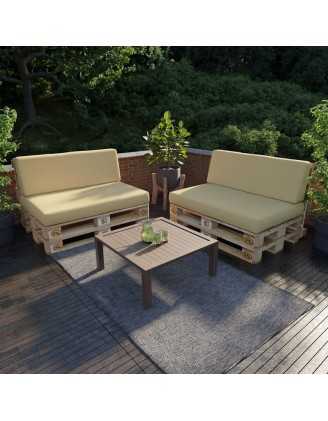 Set of 2 Garden Cushions Water-Resistant 120x80 + 120x40 Beige