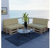 Set of 2 Garden Cushions Water-Resistant 120x80 + 120x40 Beige