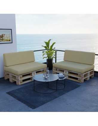 Set of 2 Garden Cushions Water-Resistant 120x80 + 120x40 Beige