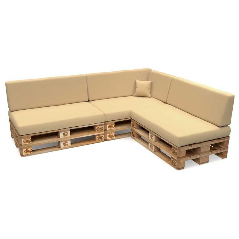 Set of 8 Garden Cushions Water-Resistant 120x80 + 120x40 Beige