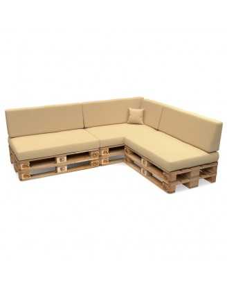 Set of 8 Garden Cushions Water-Resistant 120x80 + 120x40 Beige