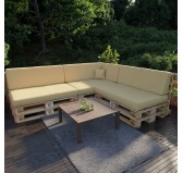 Set of 8 Garden Cushions Water-Resistant 120x80 + 120x40 Beige