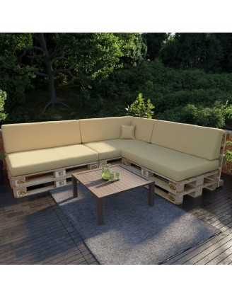 Set of 8 Garden Cushions Water-Resistant 120x80 + 120x40 Beige