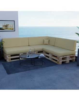 Set of 8 Garden Cushions Water-Resistant 120x80 + 120x40 Beige