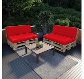 Set of 2 Garden Cushions Water-Resistant 120x80 + 120x40 Red