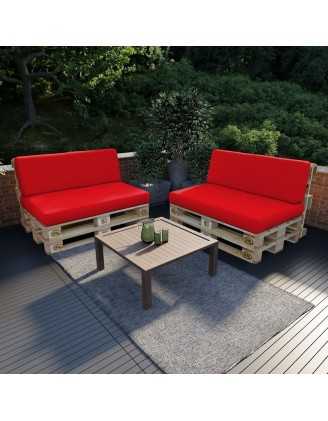 Set of 2 Garden Cushions Water-Resistant 120x80 + 120x40 Red