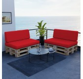 Set of 2 Garden Cushions Water-Resistant 120x80 + 120x40 Red
