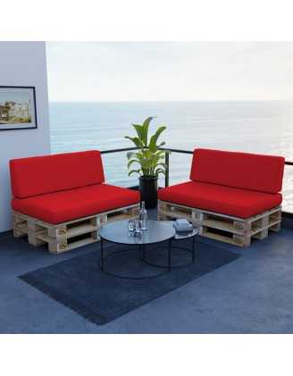 Set of 2 Garden Cushions Water-Resistant 120x80 + 120x40 Red