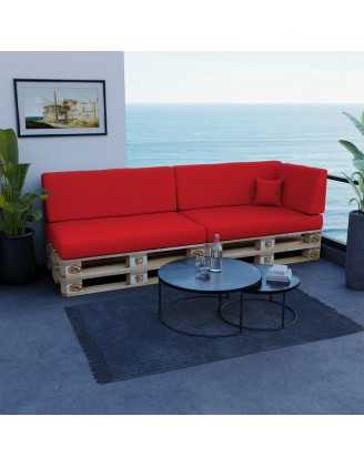 Set of 6 Garden Cushions Water-Resistant 120x80 + 120x40 Red