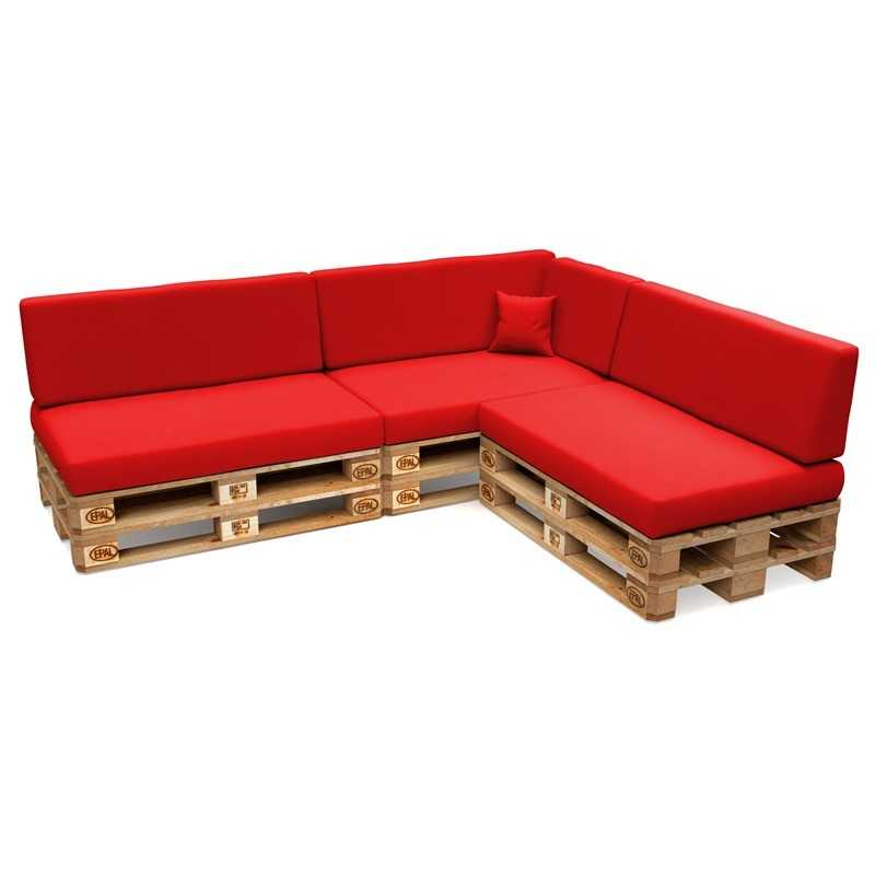 Set of 8 Garden Cushions Water-Resistant 120x80 + 120x40 Red