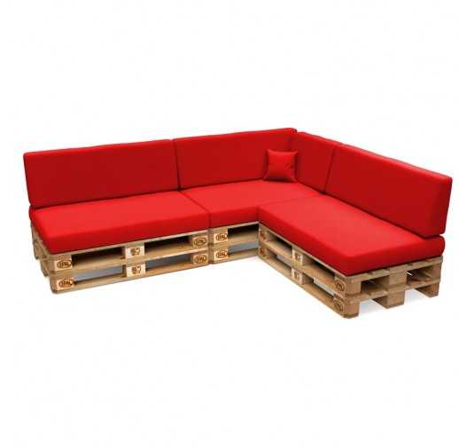 Set of 8 Garden Cushions Water-Resistant 120x80 + 120x40 Red
