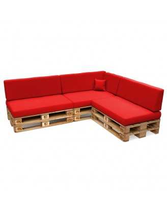 Set of 8 Garden Cushions Water-Resistant 120x80 + 120x40 Red