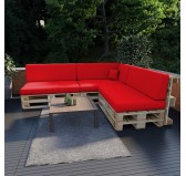 Set of 8 Garden Cushions Water-Resistant 120x80 + 120x40 Red