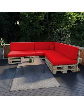 Set of 8 Garden Cushions Water-Resistant 120x80 + 120x40 Red