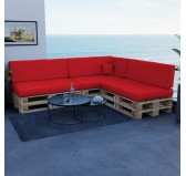 Set of 8 Garden Cushions Water-Resistant 120x80 + 120x40 Red