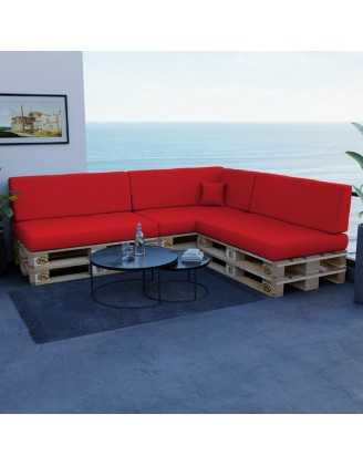 Set of 8 Garden Cushions Water-Resistant 120x80 + 120x40 Red