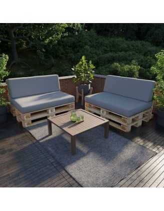 Set of 2 Garden Cushions Water-Resistant 120x80 + 120x40 Grey