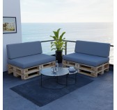 Set of 2 Garden Cushions Water-Resistant 120x80 + 120x40 Grey