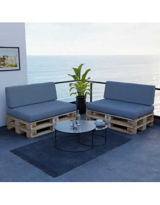 Set of 2 Garden Cushions Water-Resistant 120x80 + 120x40 Grey