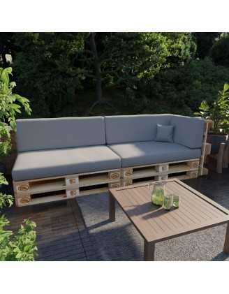 Set of 6 Garden Cushions Water-Resistant 120x80 + 120x40 Grey