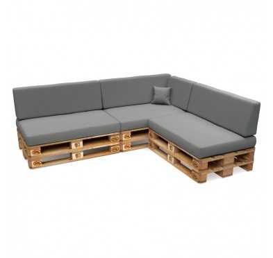 Set of 8 Garden Cushions Water-Resistant 120x80 + 120x40 Grey