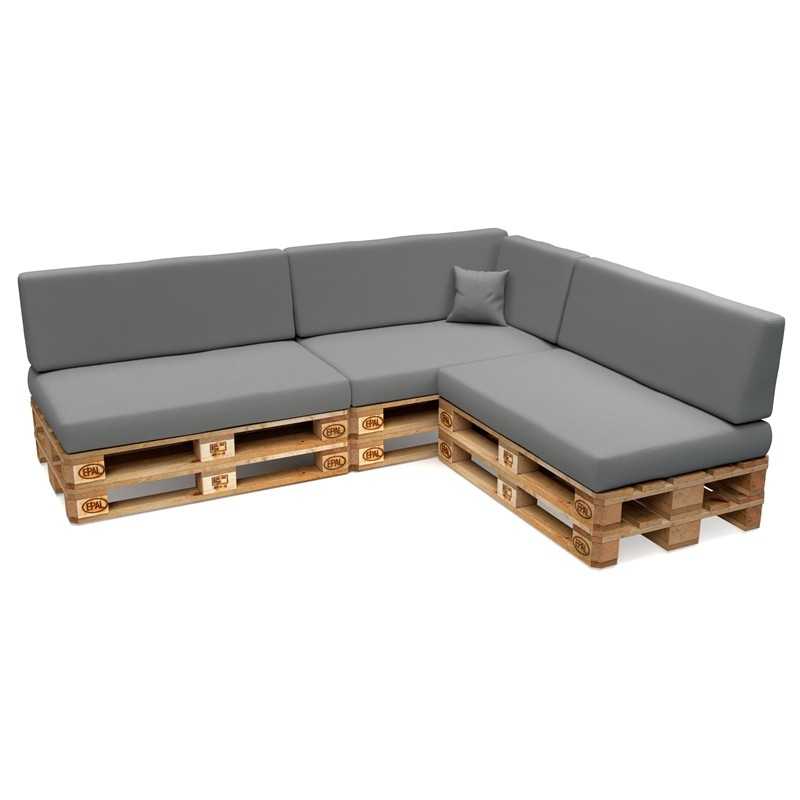 Set of 8 Garden Cushions Water-Resistant 120x80 + 120x40 Grey