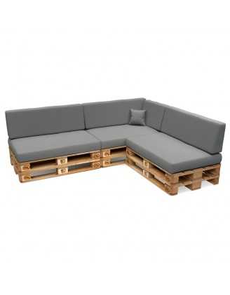 Set of 8 Garden Cushions Water-Resistant 120x80 + 120x40 Grey