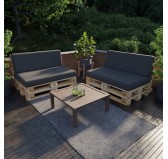 Set of 2 Garden Cushions Water-Resistant 120x80 + 120x40 Anthracite