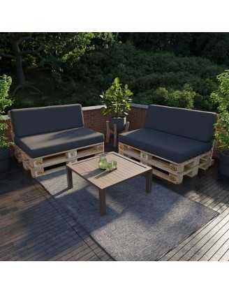 Set of 2 Garden Cushions Water-Resistant 120x80 + 120x40 Anthracite