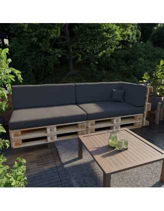 Set of 6 Garden Cushions Water-Resistant 120x80 + 120x40 Anthracite