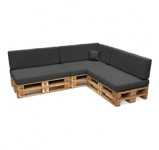 Set of 8 Garden Cushions Water-Resistant 120x80 + 120x40 Anthracite