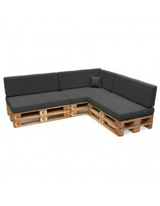 Set of 8 Garden Cushions Water-Resistant 120x80 + 120x40 Anthracite