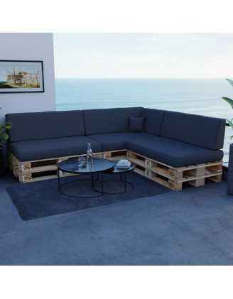 Set of 8 Garden Cushions Water-Resistant 120x80 + 120x40 Anthracite